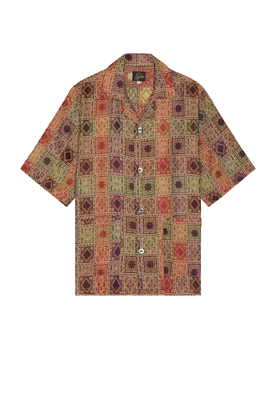 Image 1 of Needles Cabana Shirt Poly India In Rust, Navy, & Green in Rust, Navy & Green