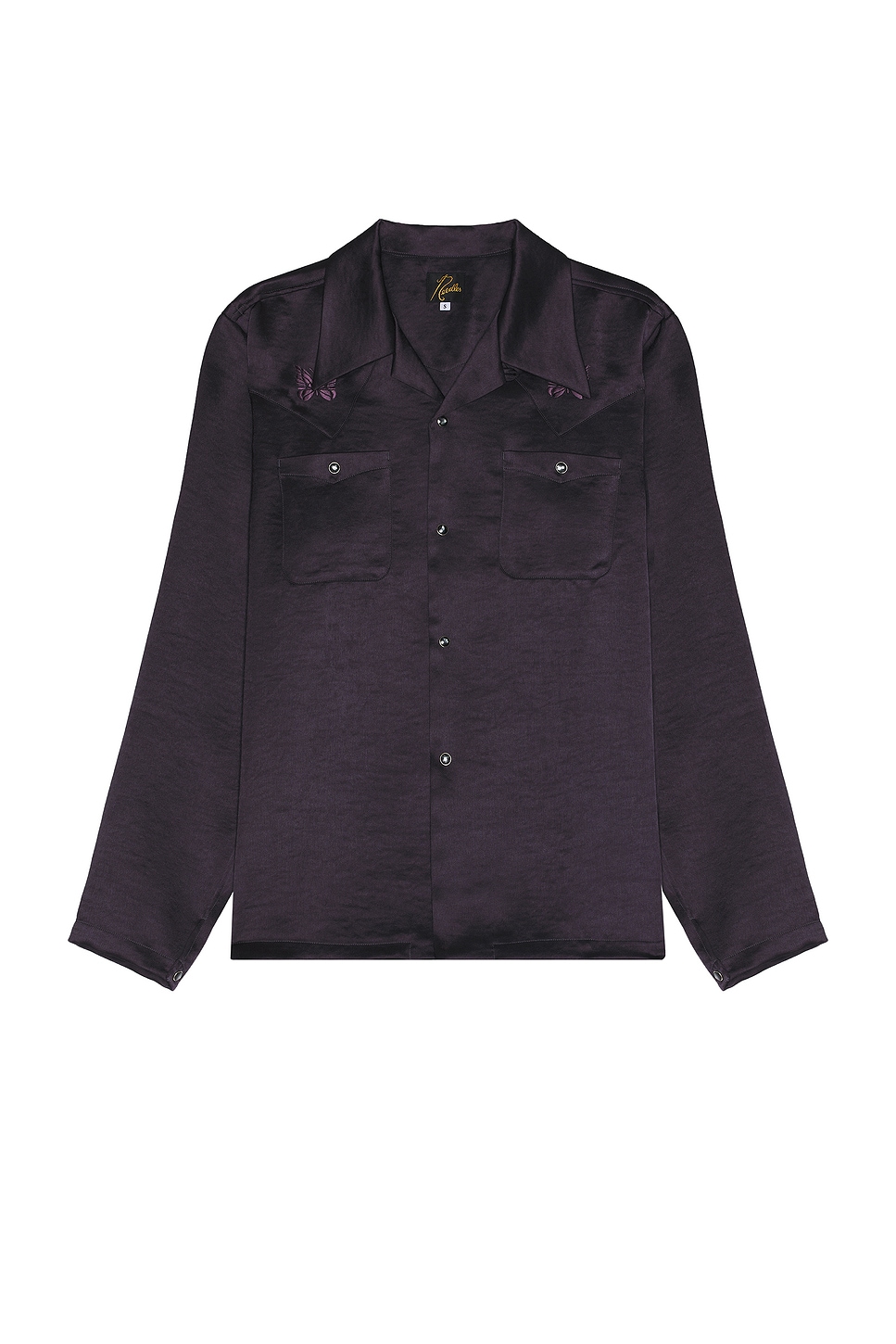 Long Sleeve Cowboy One-Up Shirt Poly Sateen in Purple