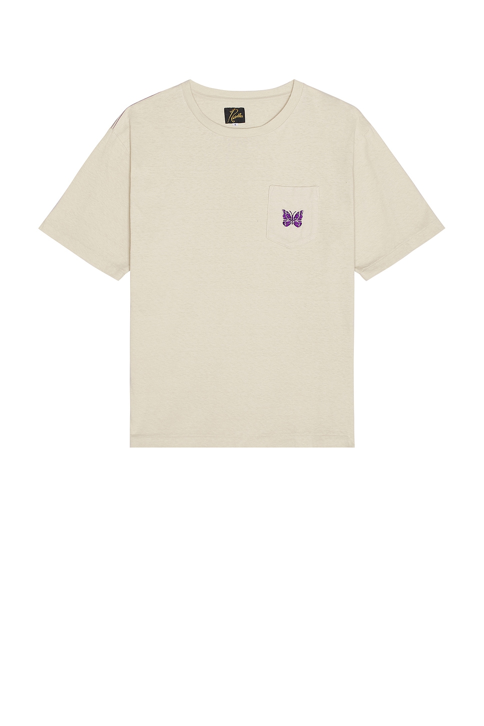 Image 1 of Needles Papillon Embroidered Pocket Tee in Oatmeal