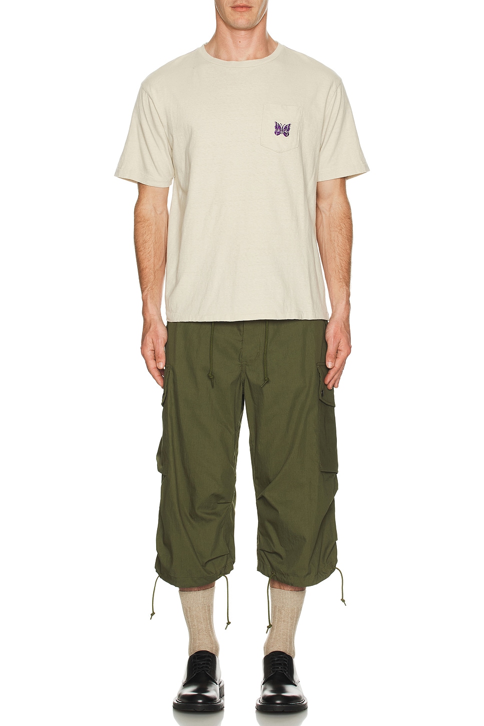 Image 1 of Needles Papillon Embroidered Pocket Tee in Oatmeal