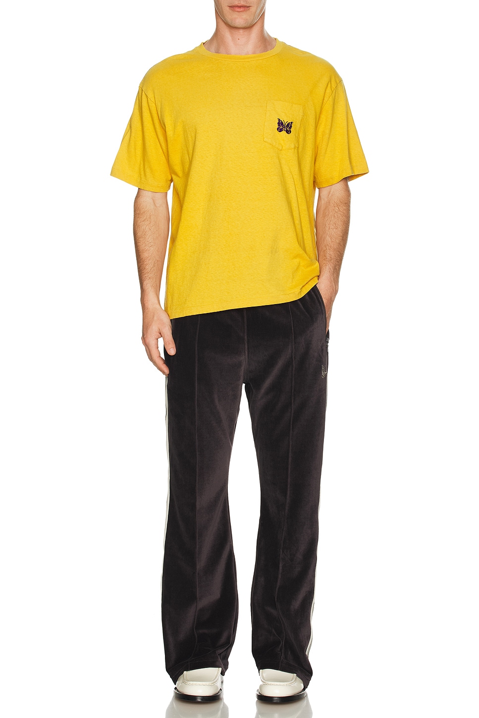 Image 1 of Needles Papillon Embroidered Pocket Tee in Yellow