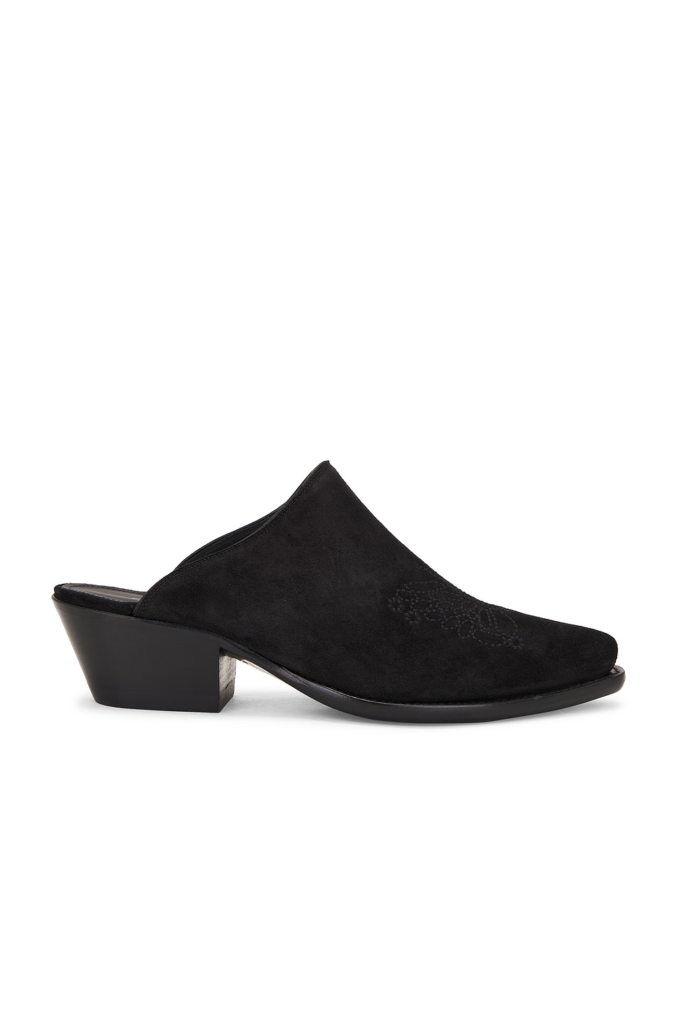 Image 1 of Needles Heeled Papillon Stitched Mule Suede in Black