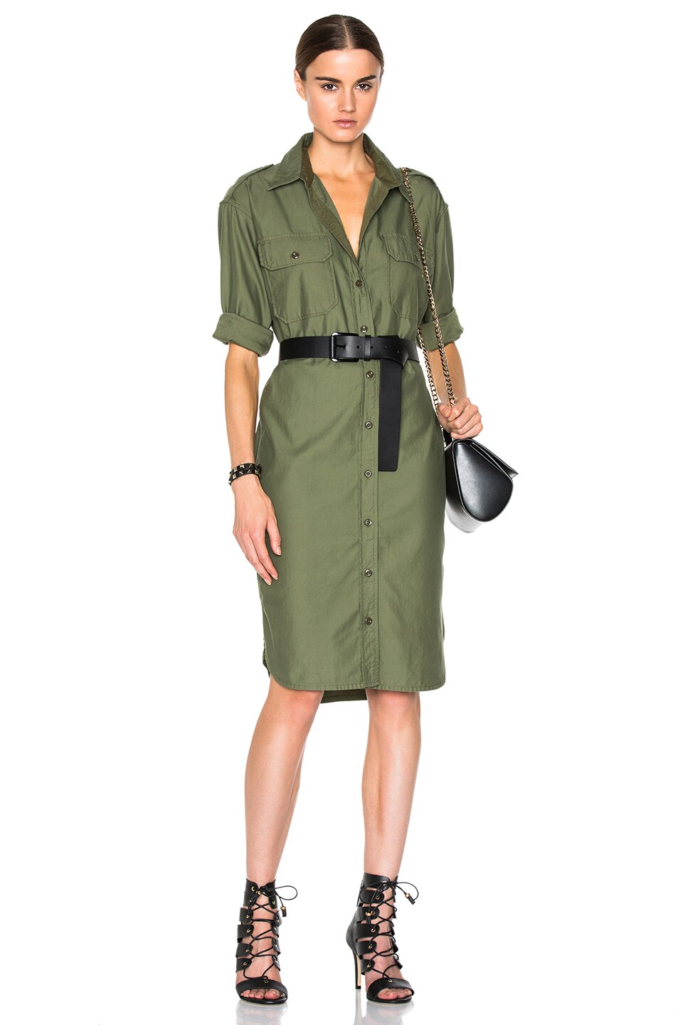 Image 1 of NLST Officer's Long Shirt Dress in Olive Drab
