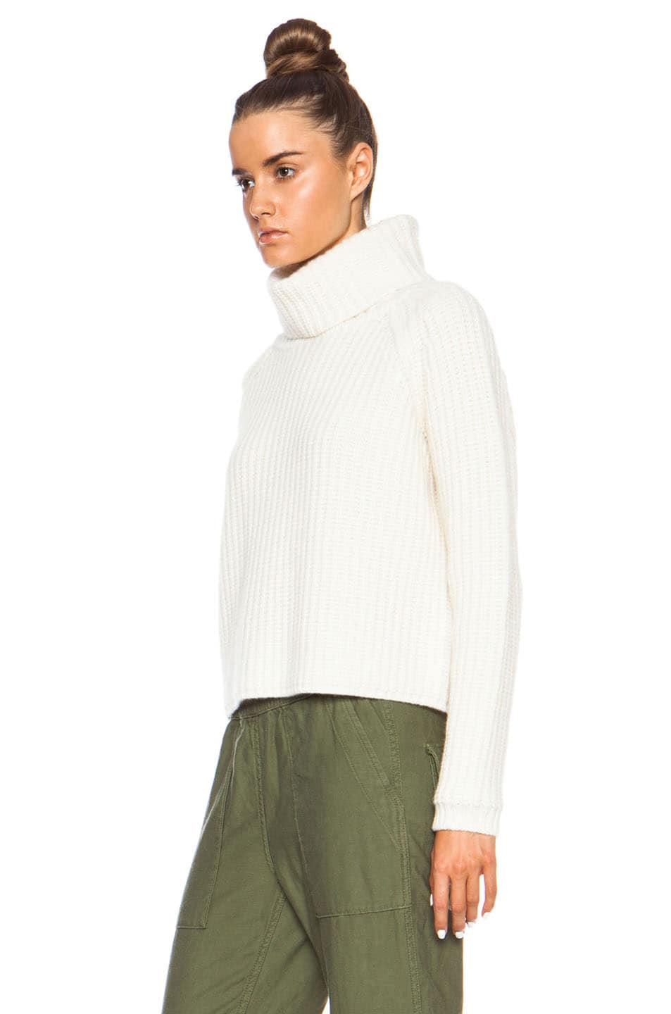 NLST Cashmere Cropped Turtleneck Sweater in Cream | FWRD