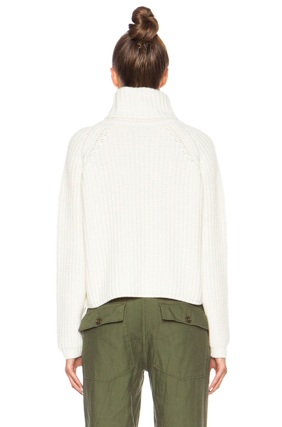 NLST Cashmere Cropped Turtleneck Sweater in Cream | FWRD