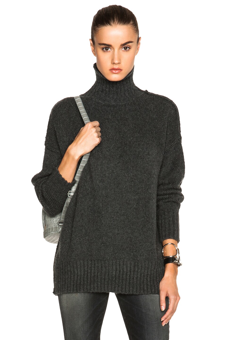Image 1 of NLST Oversized Turtleneck Sweater in Charcoal