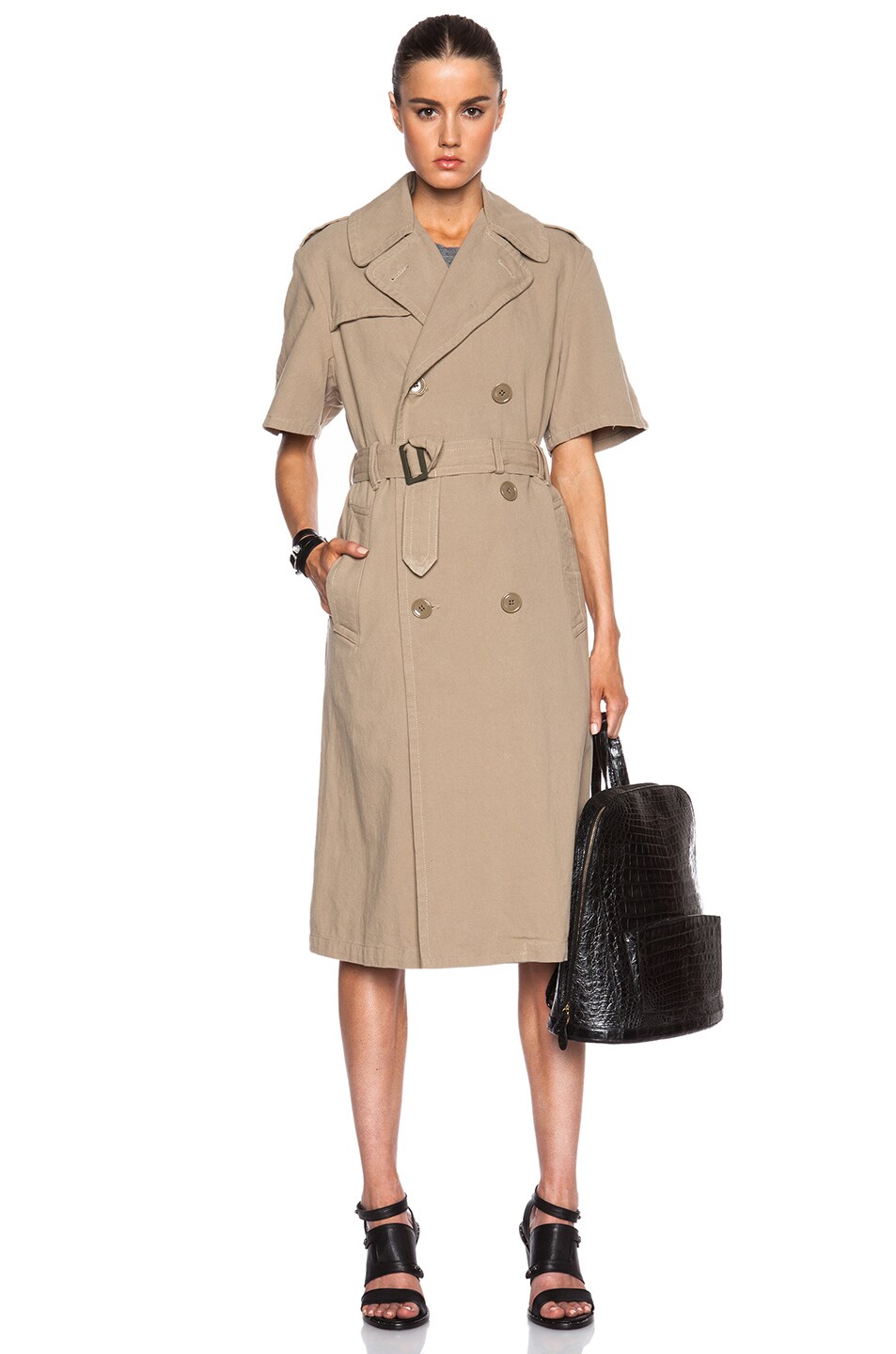 Image 1 of NLST Rolled Sleeve Trench Coat in Khaki