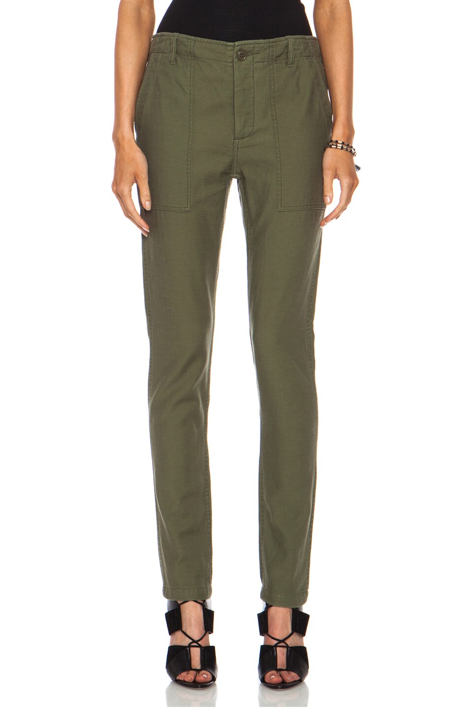 Image 1 of NLST Slouch Utility Cotton Trouser in Olive Drab