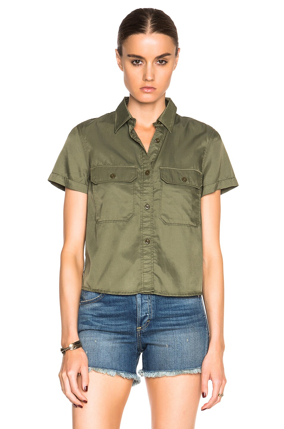 Image 1 of NLST Military Crop Top in Olive