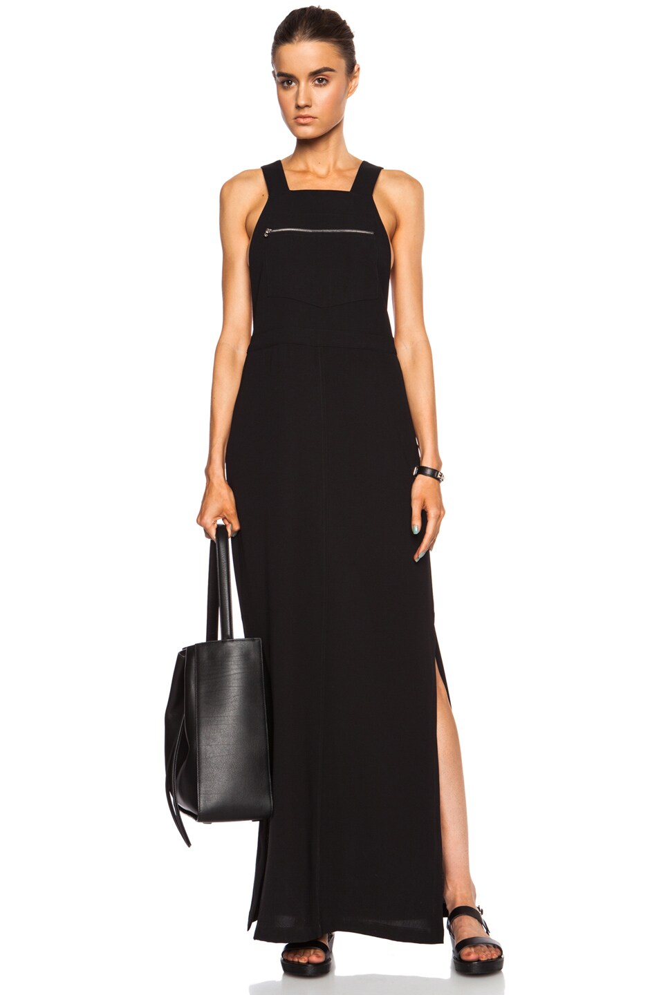 Image 1 of Nomia Long Overall Poly Dress in Black