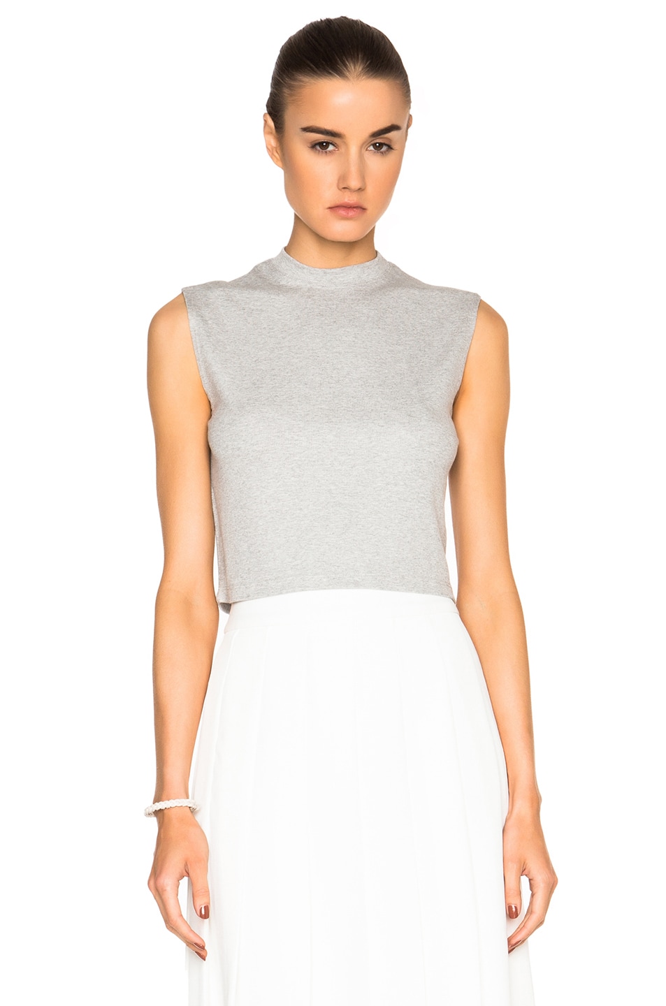Image 1 of Nomia Cropped Mock Muscle Tee in Heather Grey