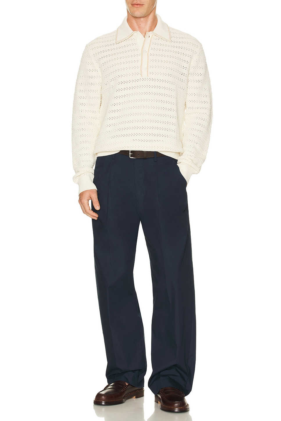 Image 1 of NN07 Josh Long Sleeve Polo 6636 in Ivory