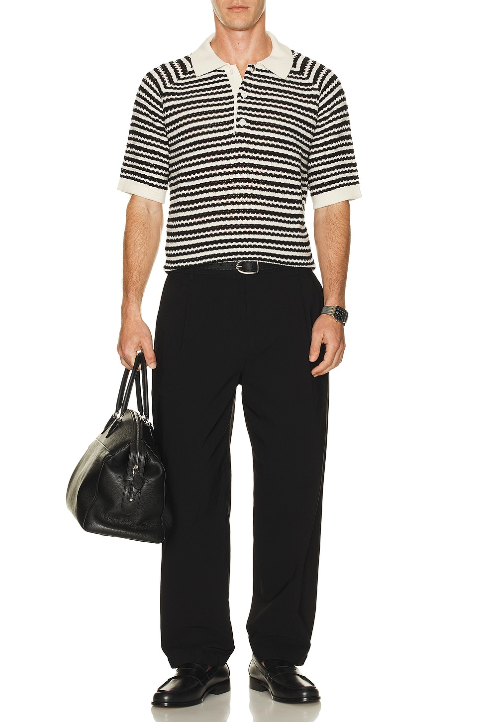 Image 1 of NN07 Brett Short Sleeve Polo 6686 in Black Stripe