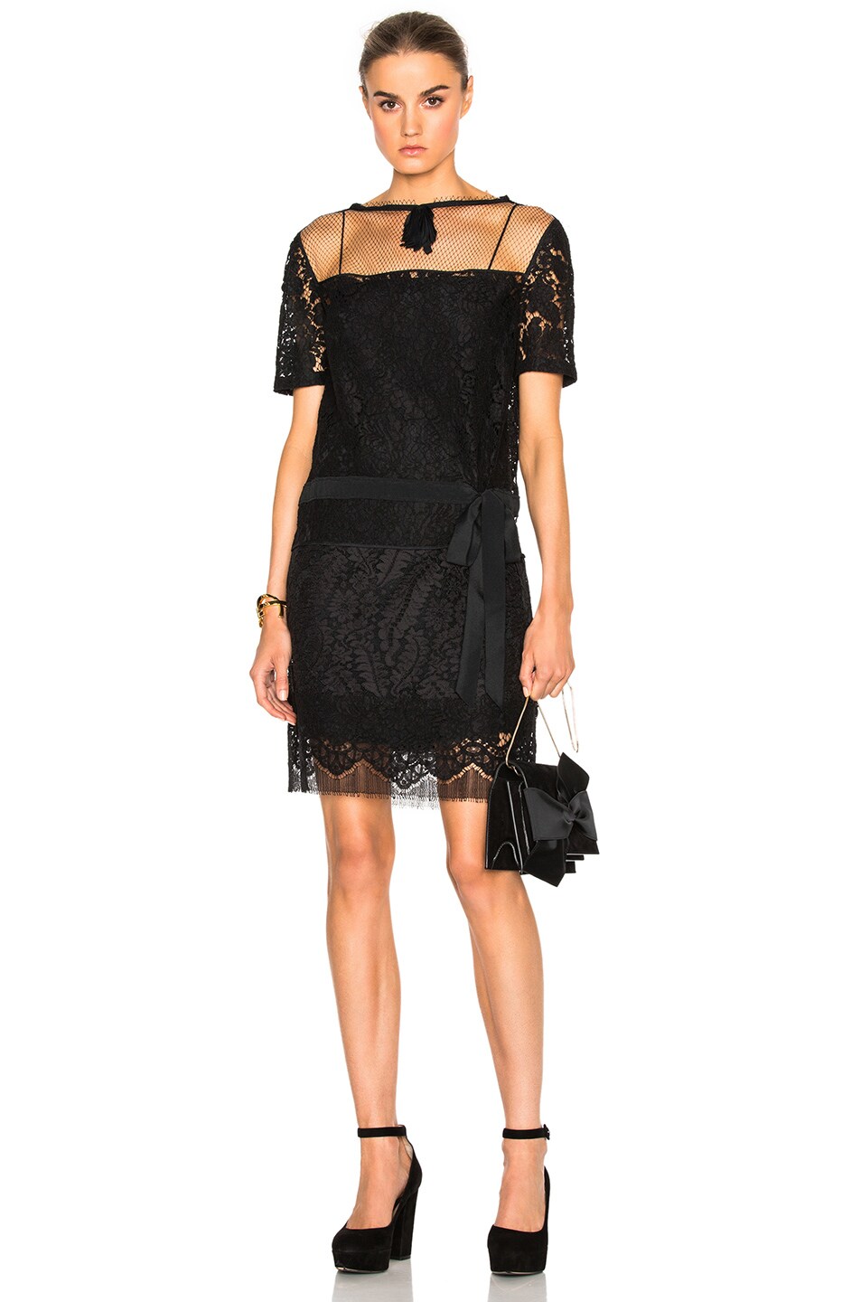 Image 1 of No. 21 Lace Mini Dress in Black