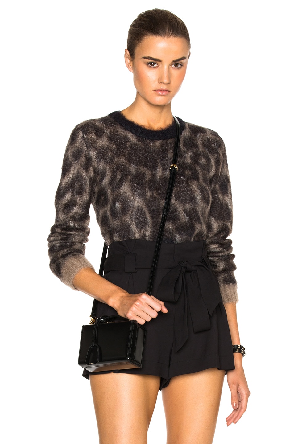 Image 1 of No. 21 Cropped Sweater in Leopard