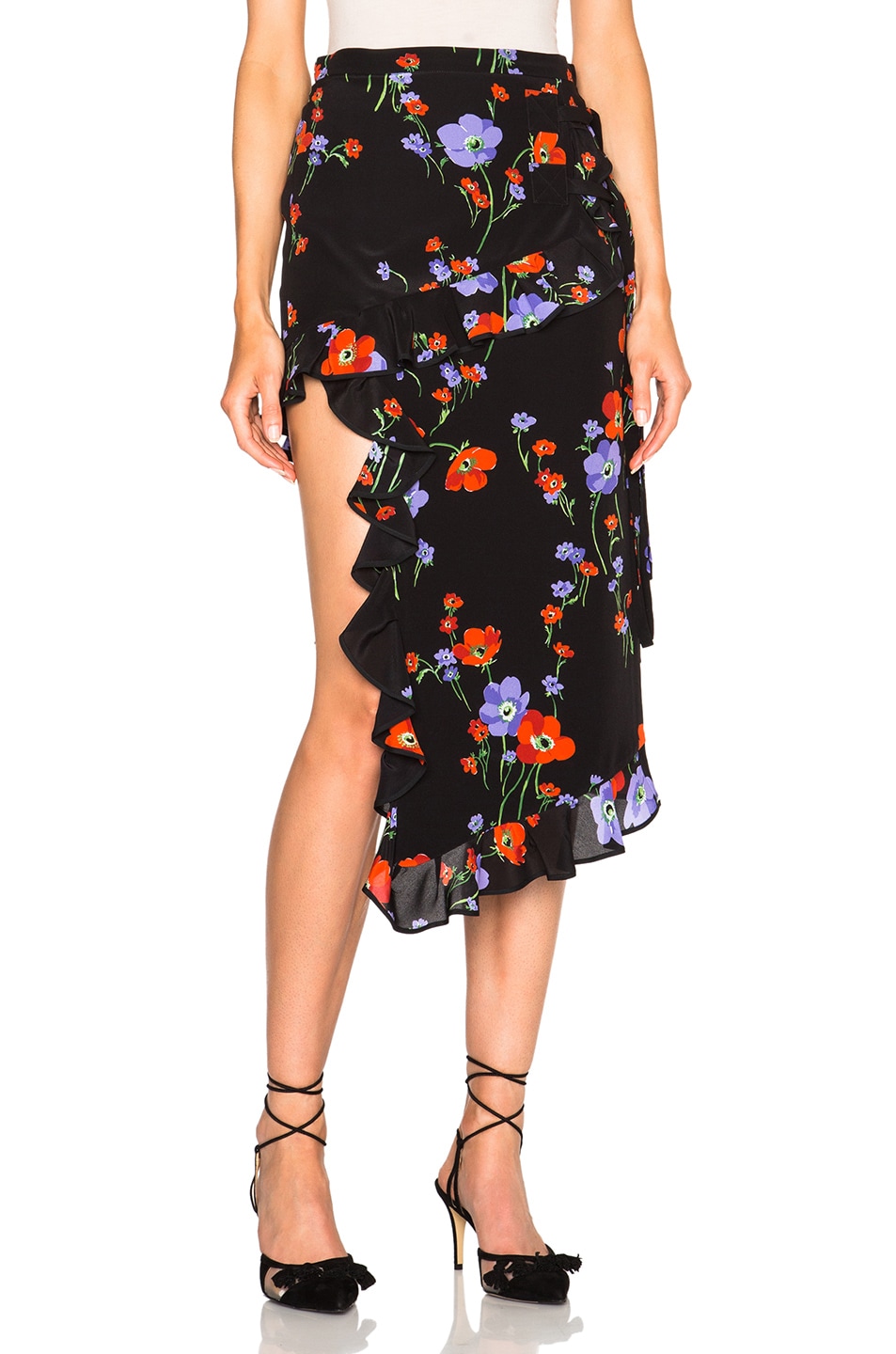 Image 1 of No. 21 Asymmetrical Skirt in Black Floral