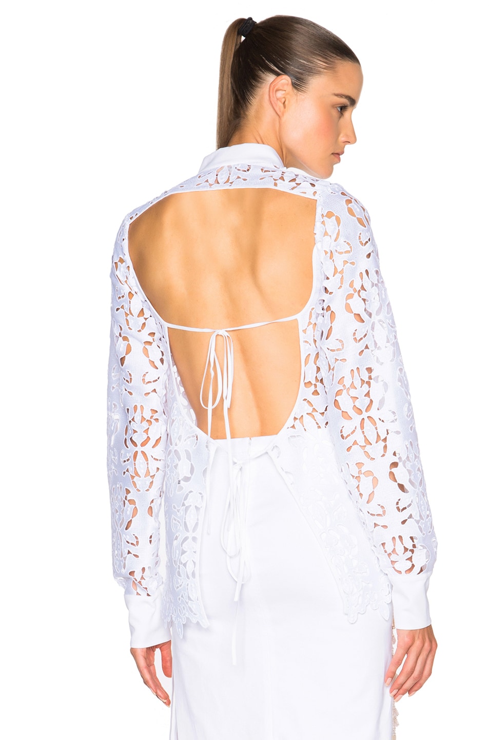 Image 1 of No. 21 Lace Open Back Top in White