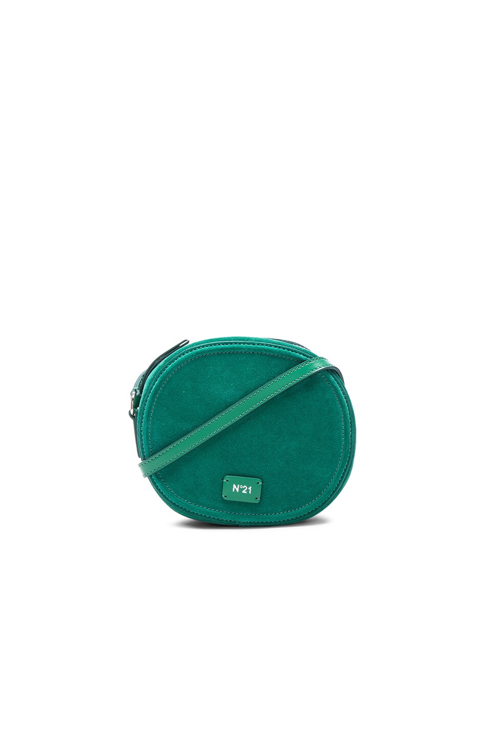Image 1 of No. 21 Small Round Crossbody Bag in Emerald