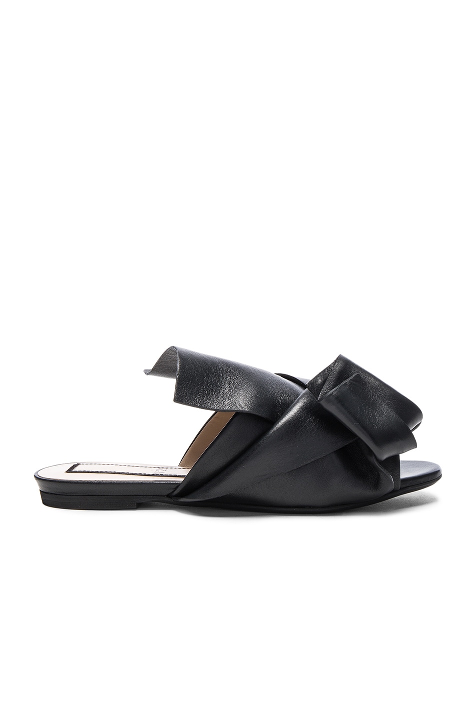 No. 21 Knot Front Leather Sandals in Black Leather | FWRD