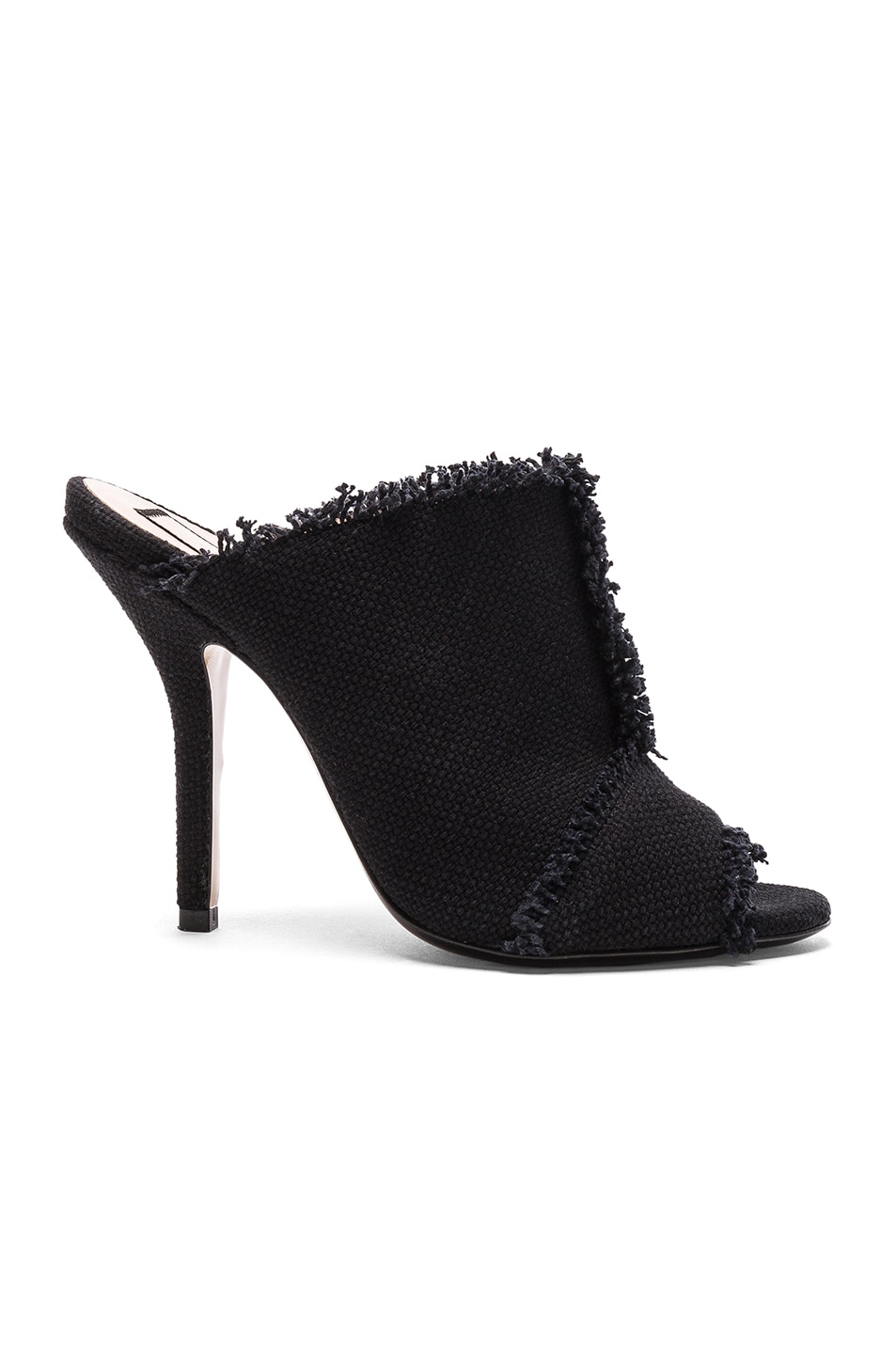 Image 1 of No. 21 Frayed Canvas Mules in Black