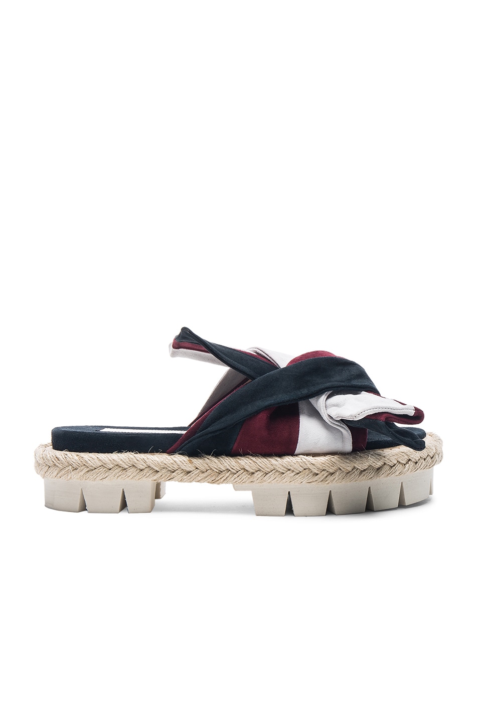 Image 1 of No. 21 Knot Front Espadrille Sandal in Navy, Bordeaux, & White