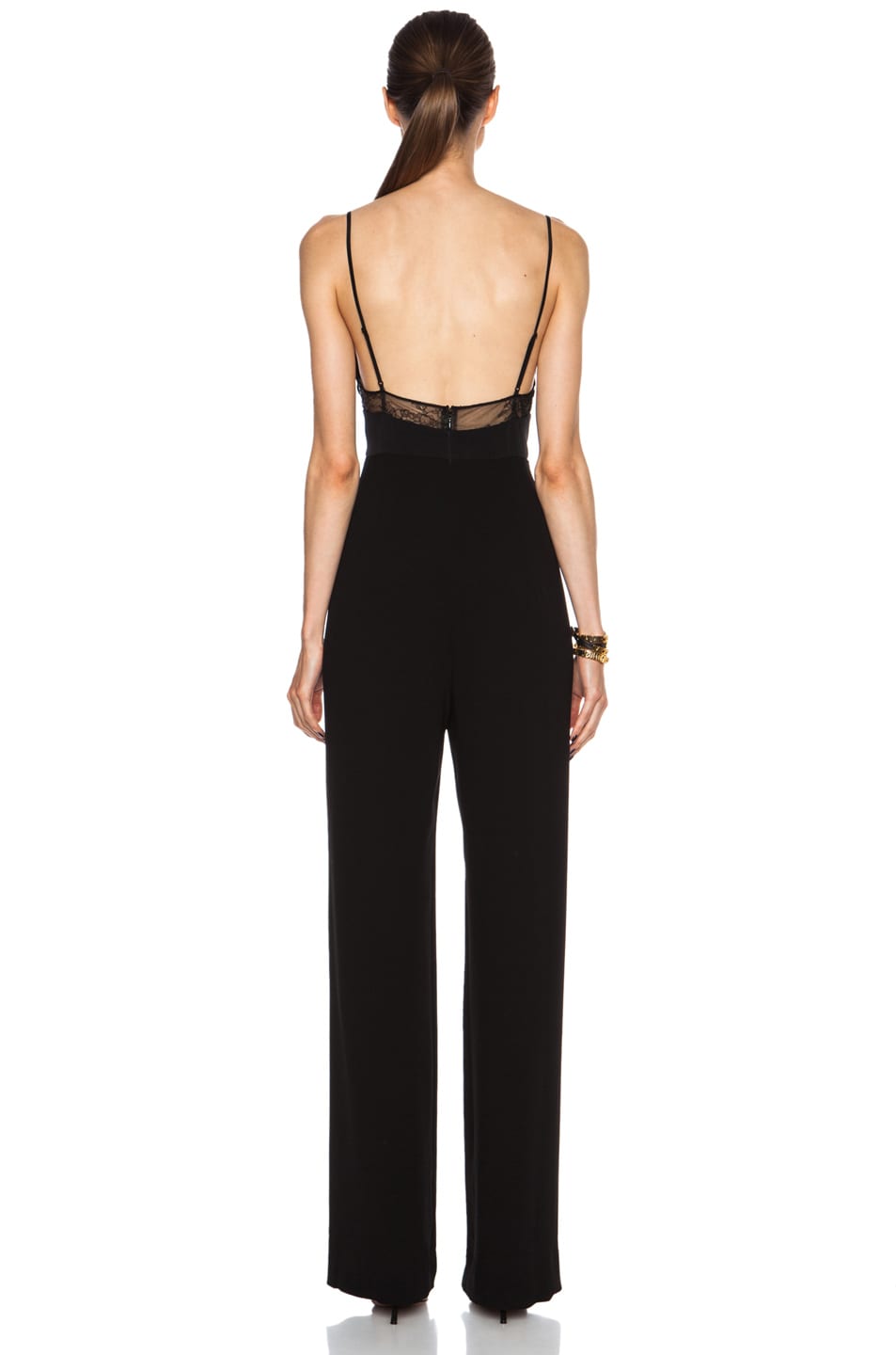 Noam Hanoch Anabella Acetate-Blend Jumpsuit in Black/Black | FWRD