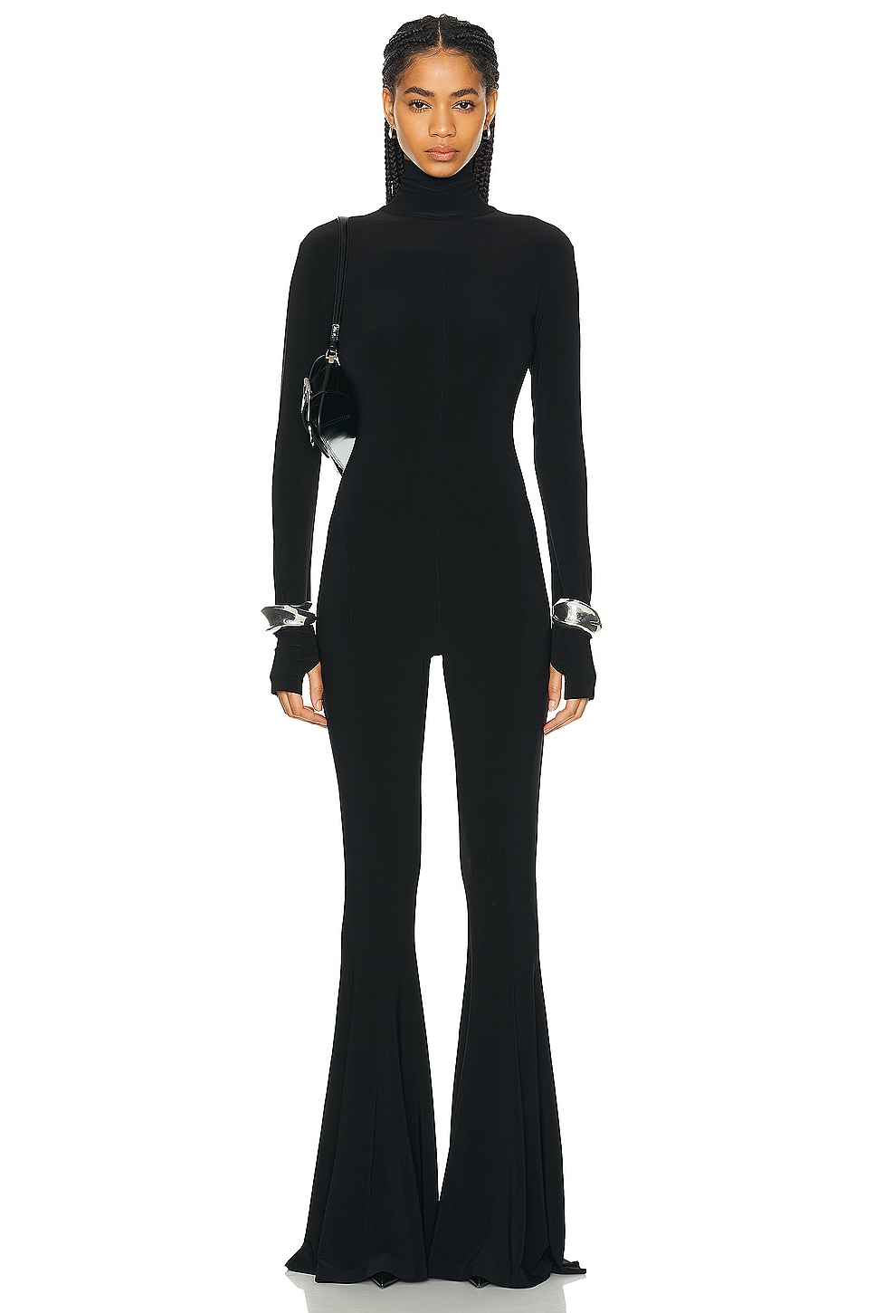 Image 1 of Norma Kamali Long Sleeve Turtleneck Fishtail Jumpsuit in Black