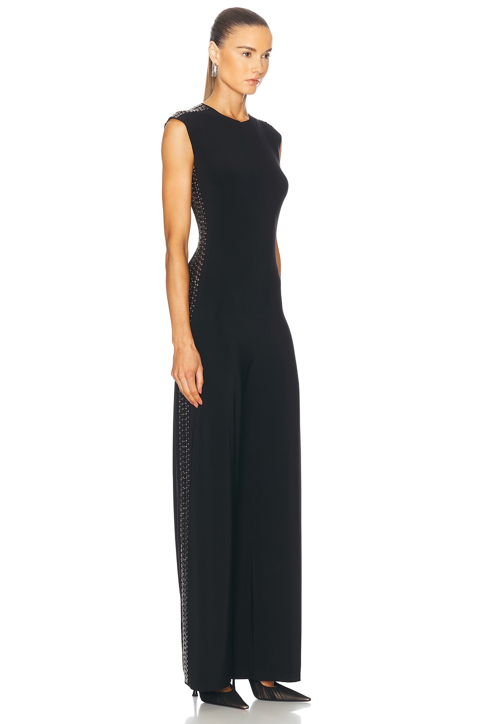 Gunmetal Stud Sleeveless Jumpsuit - Thumbnail 4