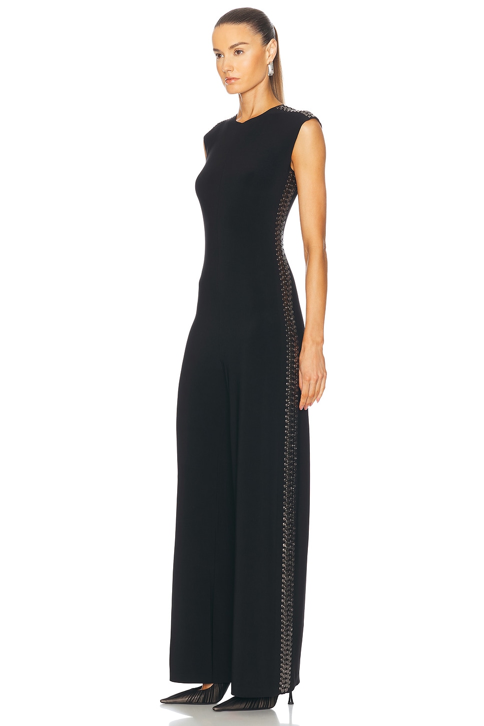 Gunmetal Stud Sleeveless Jumpsuit - Thumbnail 5