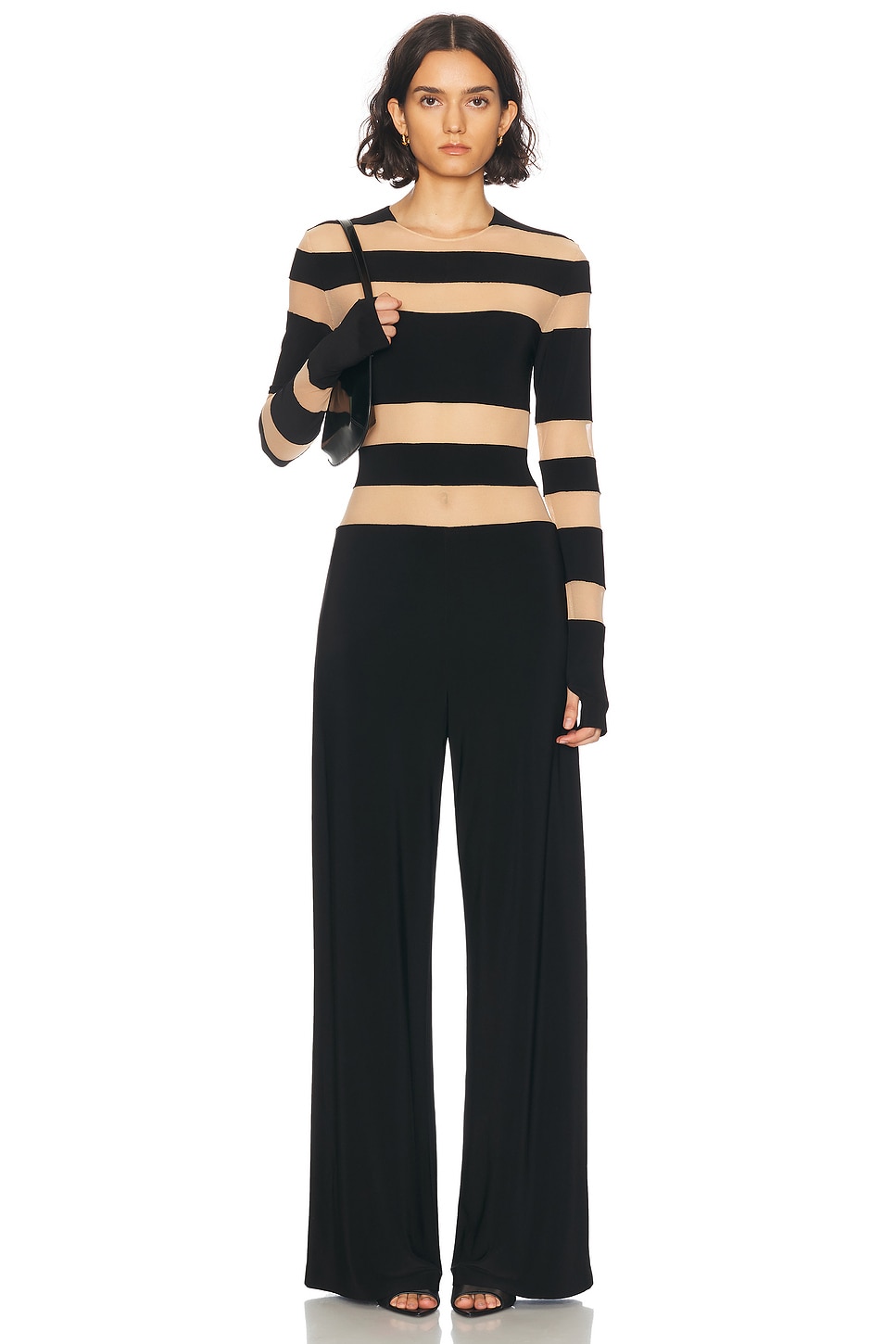 Spliced Straight Leg Jumpsuit in Black