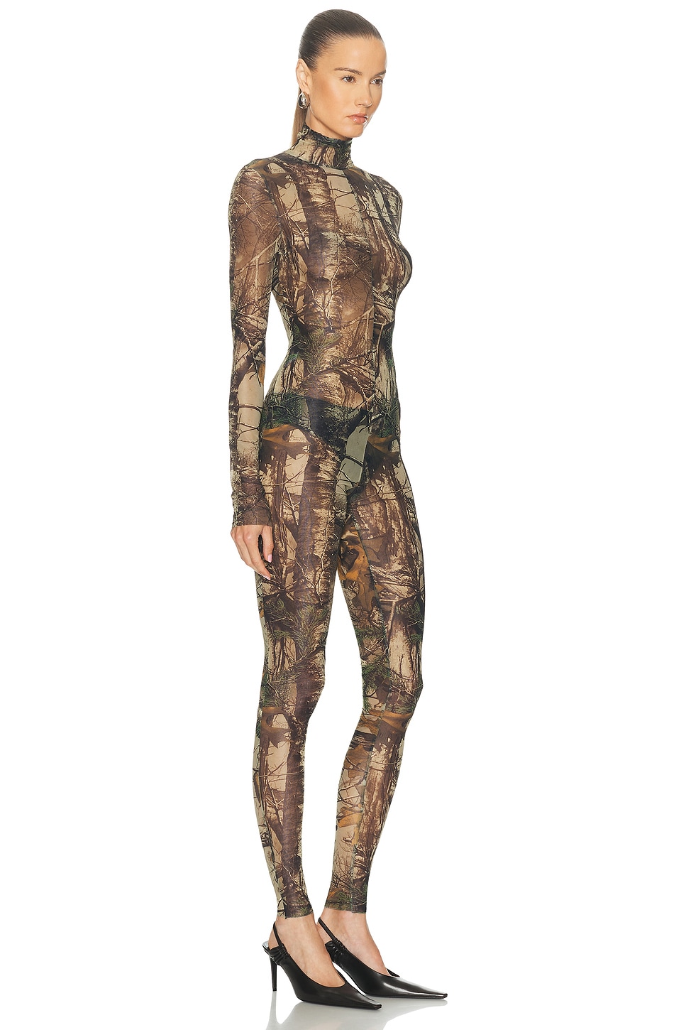 Norma Kamali Long Sleeve Slim Fit Turtleneck Catsuit In Brown