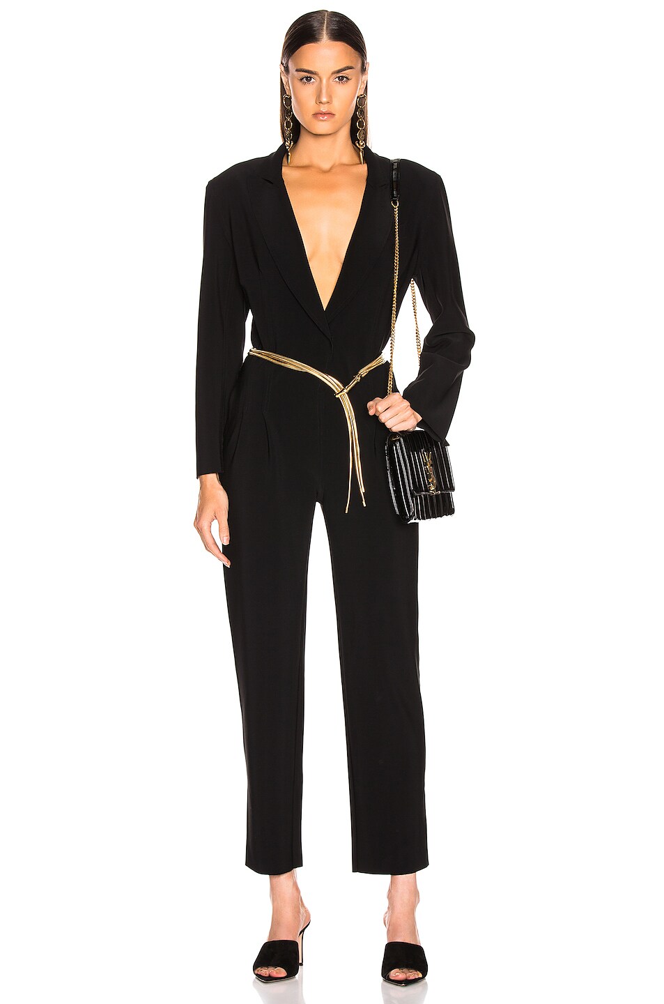Image 1 of Norma Kamali Single Breasted Tapered Leg Jumpsuit in Black