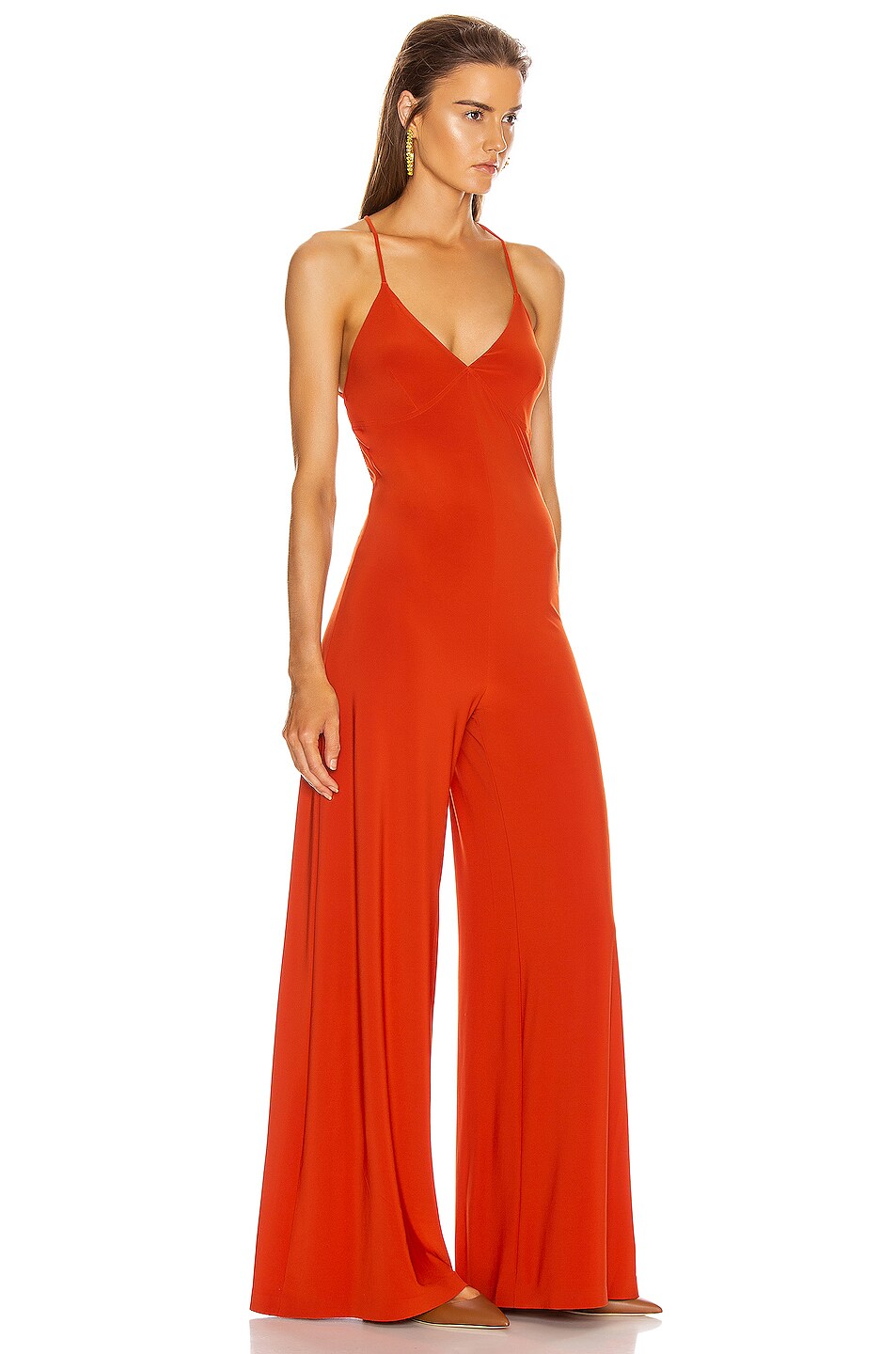 Norma Kamali Low Back Slip Jumpsuit In Cinnamon Fwrd