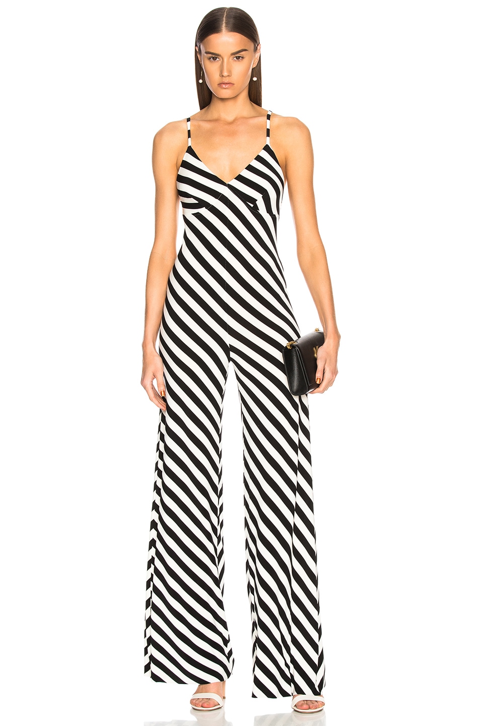 Image 1 of Norma Kamali Slip Jumpsuit in Black & White Stripe