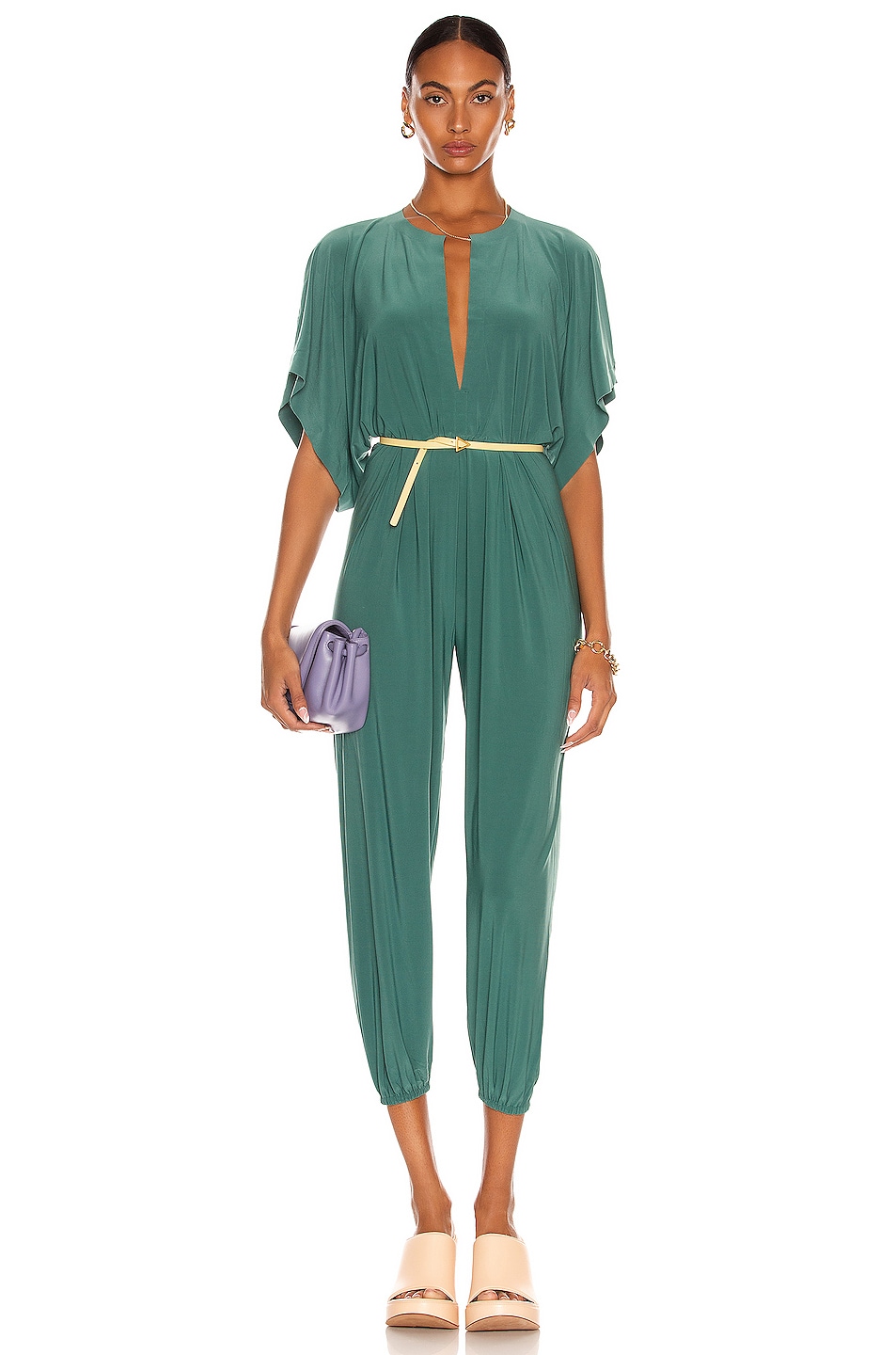 Image 1 of Norma Kamali Rectangle Jog Jumpsuit in Mountain Green