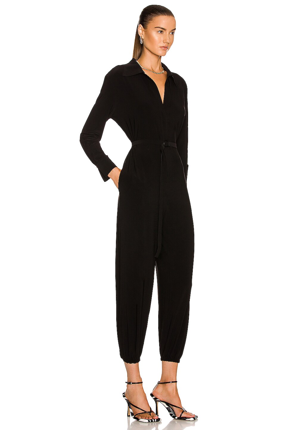 Norma Kamali Shirt Jog Jumpsuit in Black | FWRD