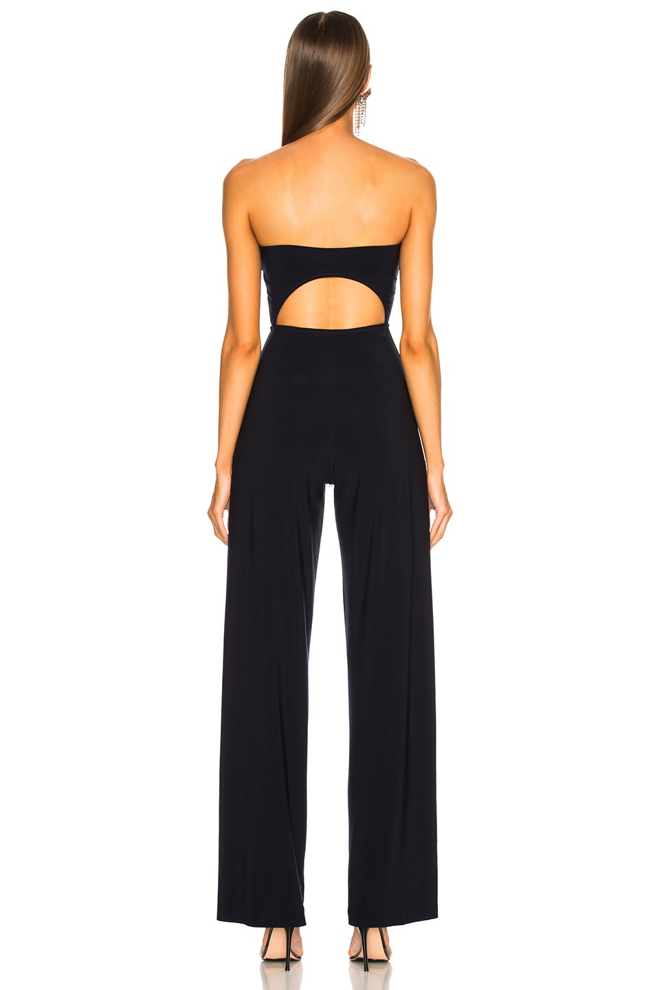 Norma Kamali for FWRD Strapless Cut Out Jumpsuit in Midnight | FWRD