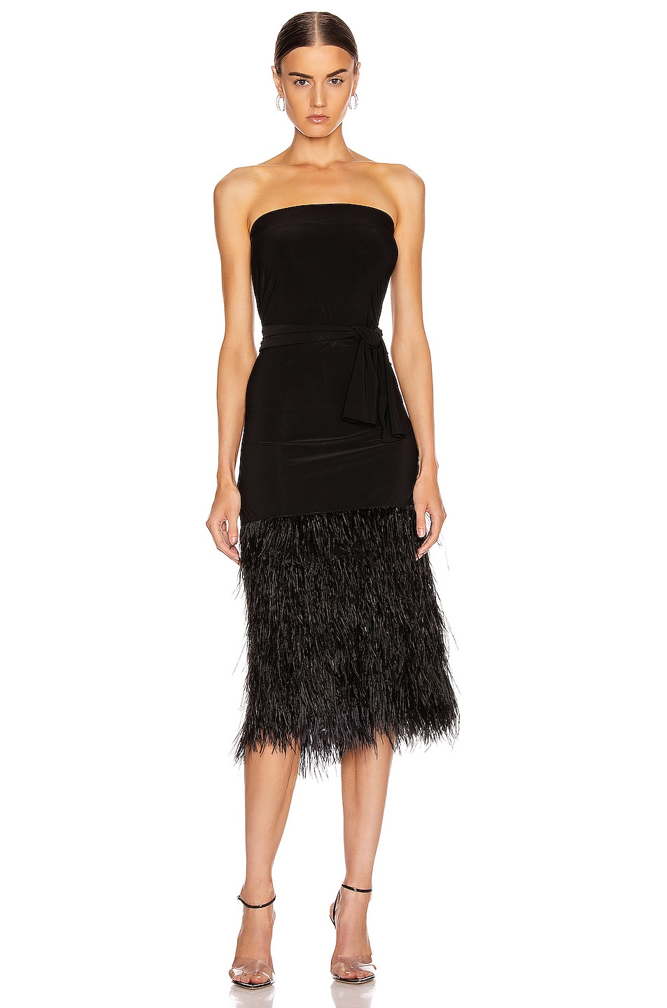 Image 1 of Norma Kamali Feather All In One Dress in Black