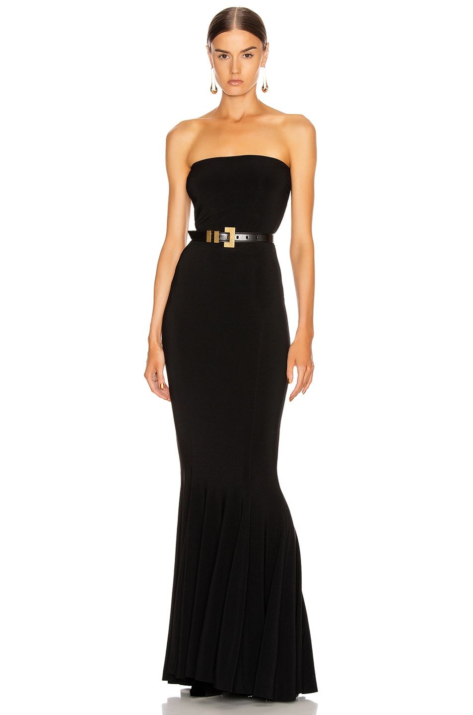 Image 1 of Norma Kamali Strapless Fishtail Gown in Black