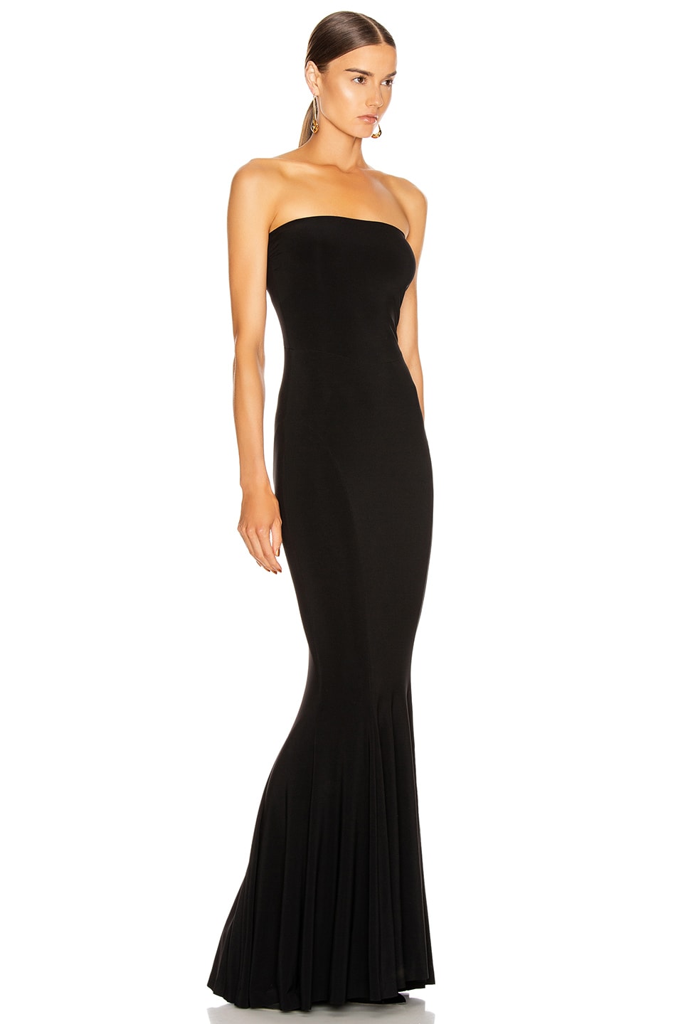 Norma Kamali Strapless Fishtail Gown in Black | FWRD