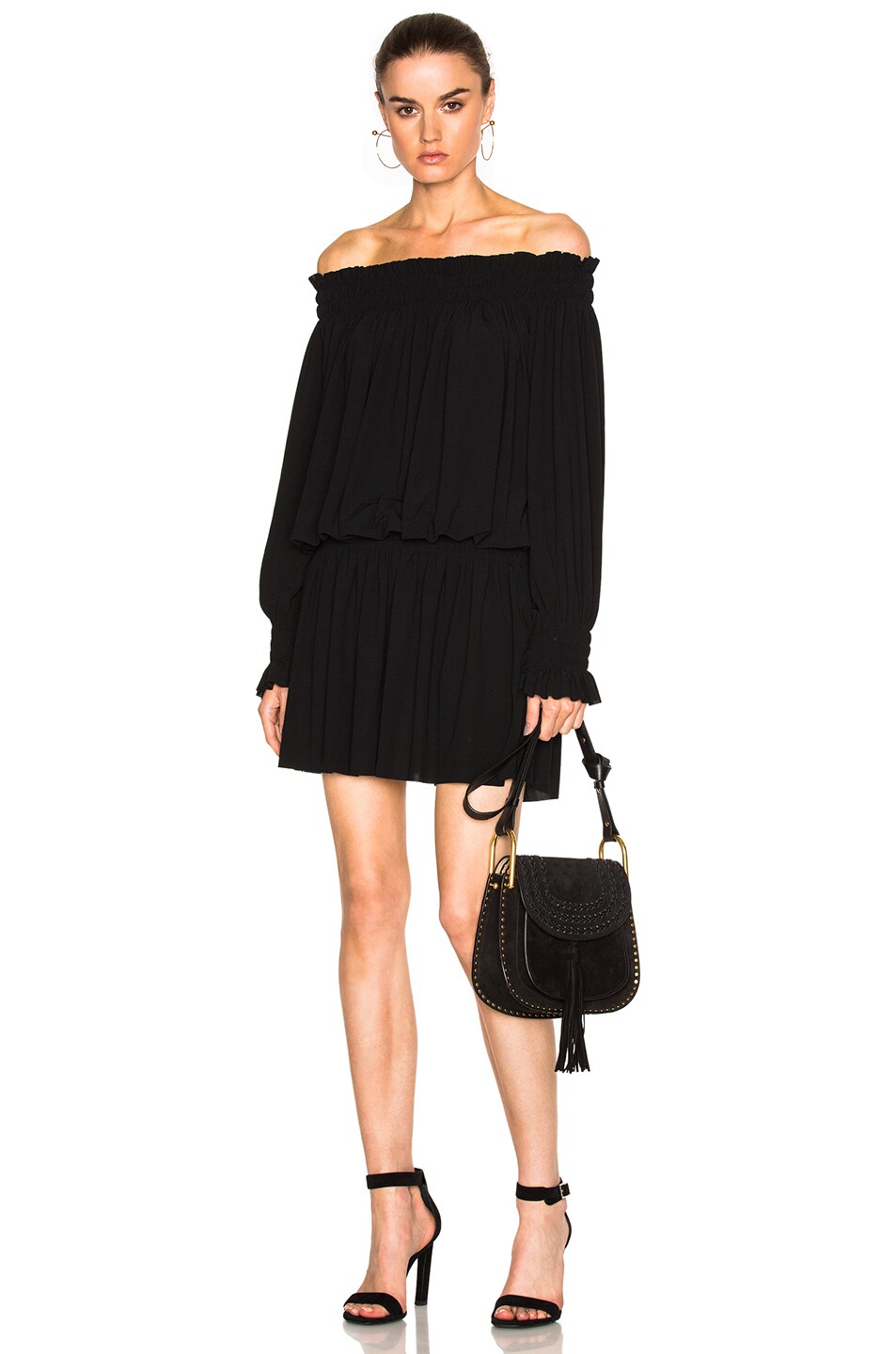 Image 1 of Norma Kamali Poly Jersey Peasant Dress in Black