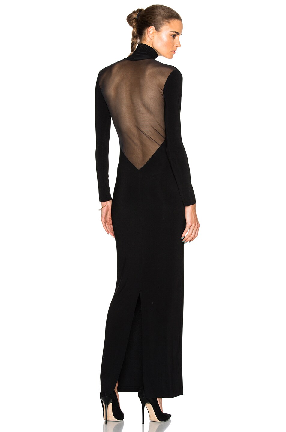 Image 1 of Norma Kamali Low Back Mesh Dress in Black Mesh