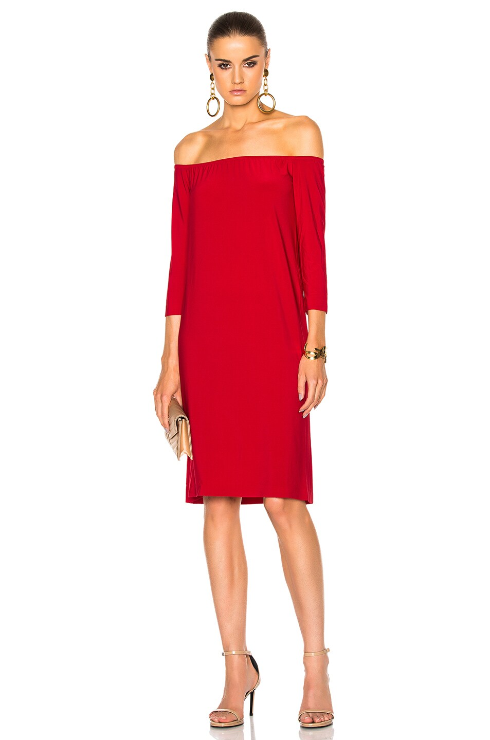 Image 1 of Norma Kamali Off The Shoulder Dress in Red
