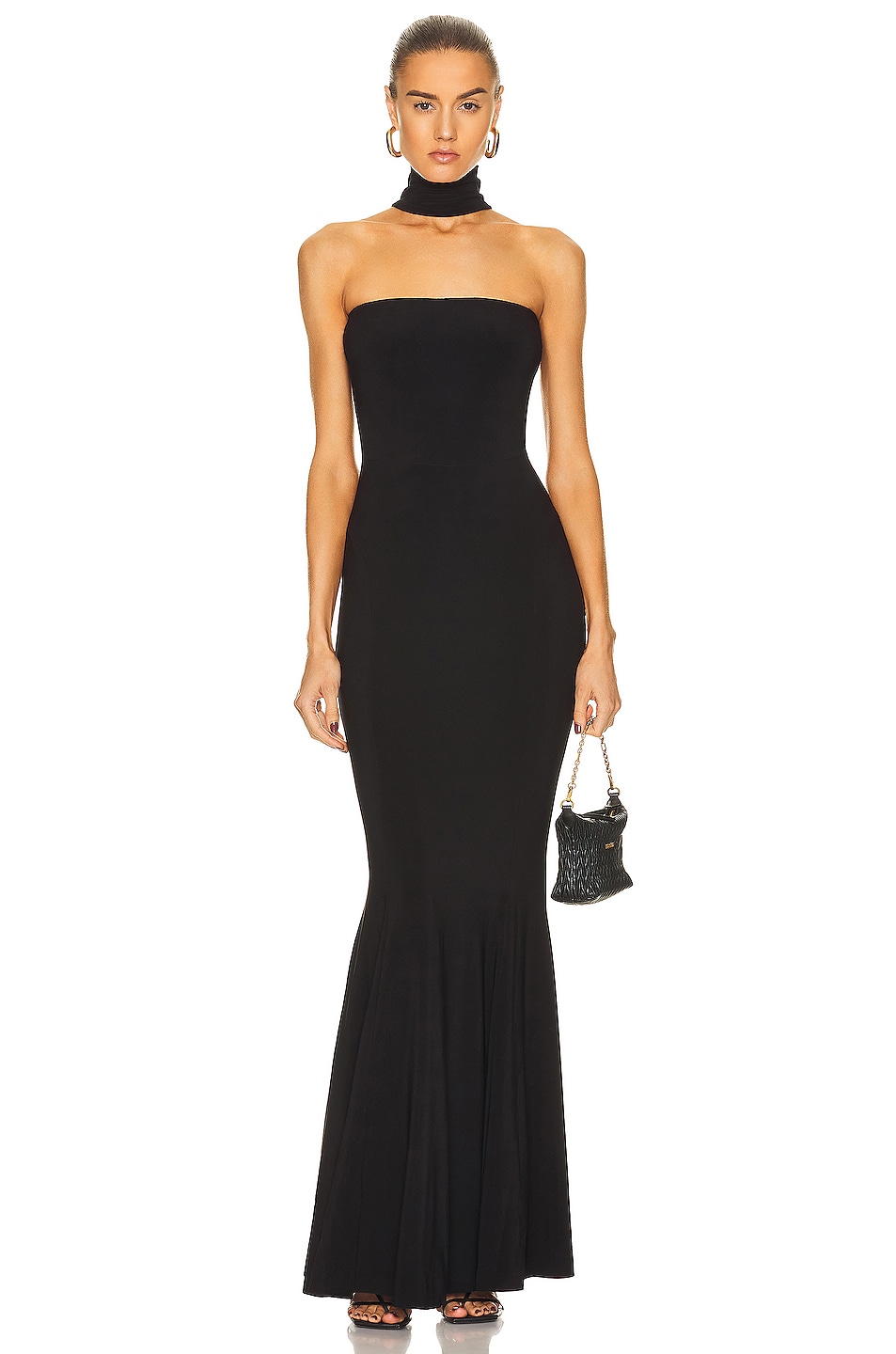 Image 1 of Norma Kamali Turtleneck Strapless Fishtail Gown in Black