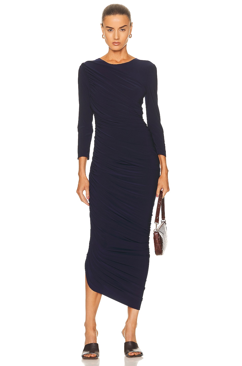 Image 1 of Norma Kamali Long Sleeve Diana Gown in True Navy