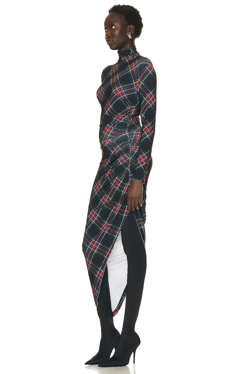 Norma Kamali Women's Long Sleeve Crew Neck Side Drape Gown - Stretch Jersey Nightgown