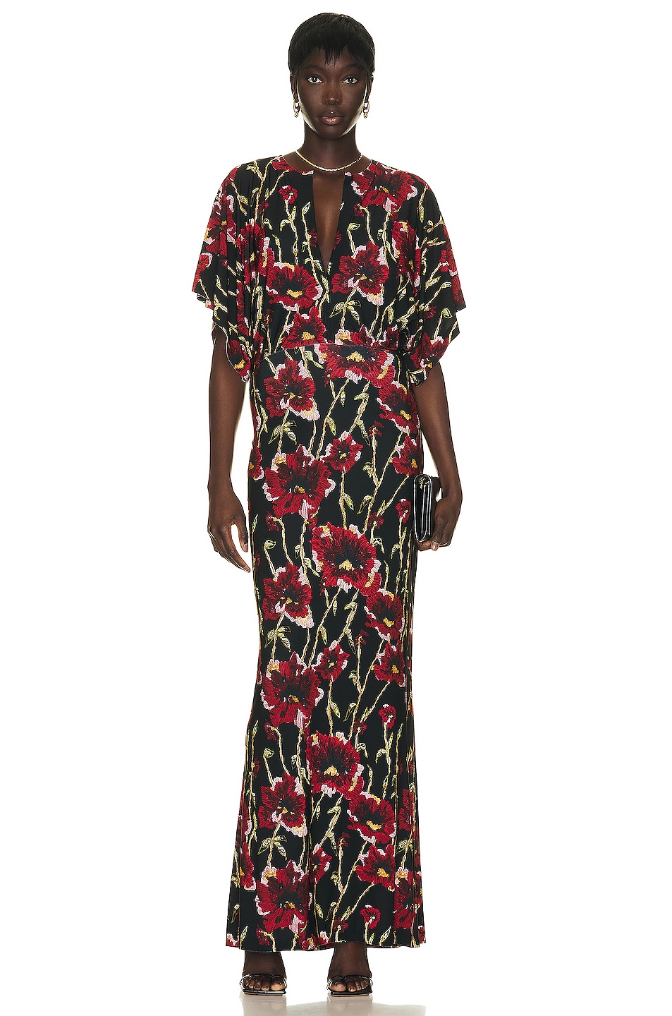 Norma Kamali Obie Gown in Black Poppy | FWRD