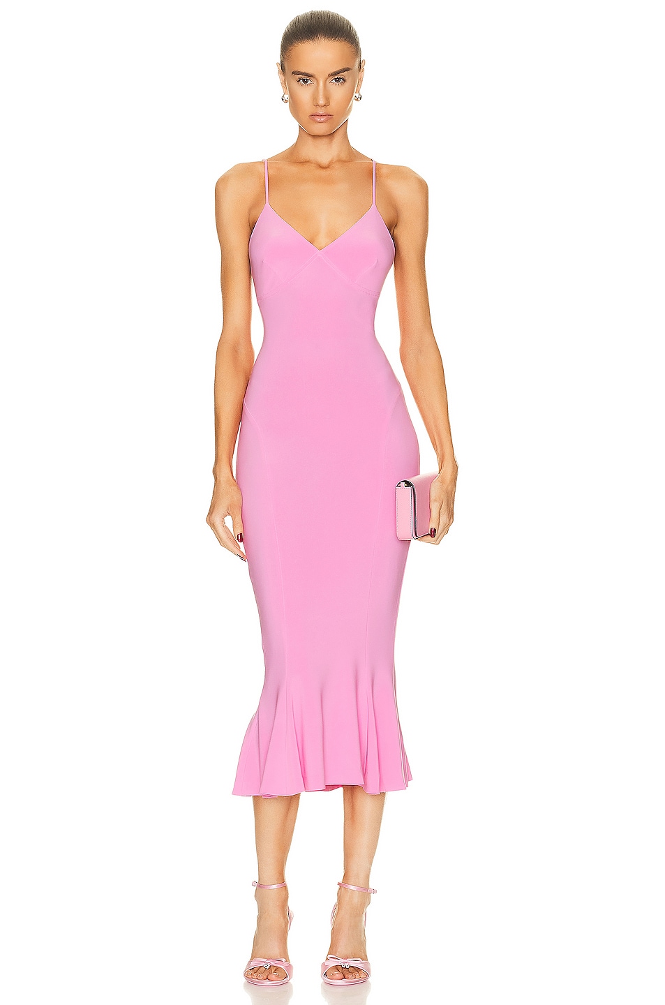 Image 1 of Norma Kamali Slip Fishtail Dress in Candy Pink