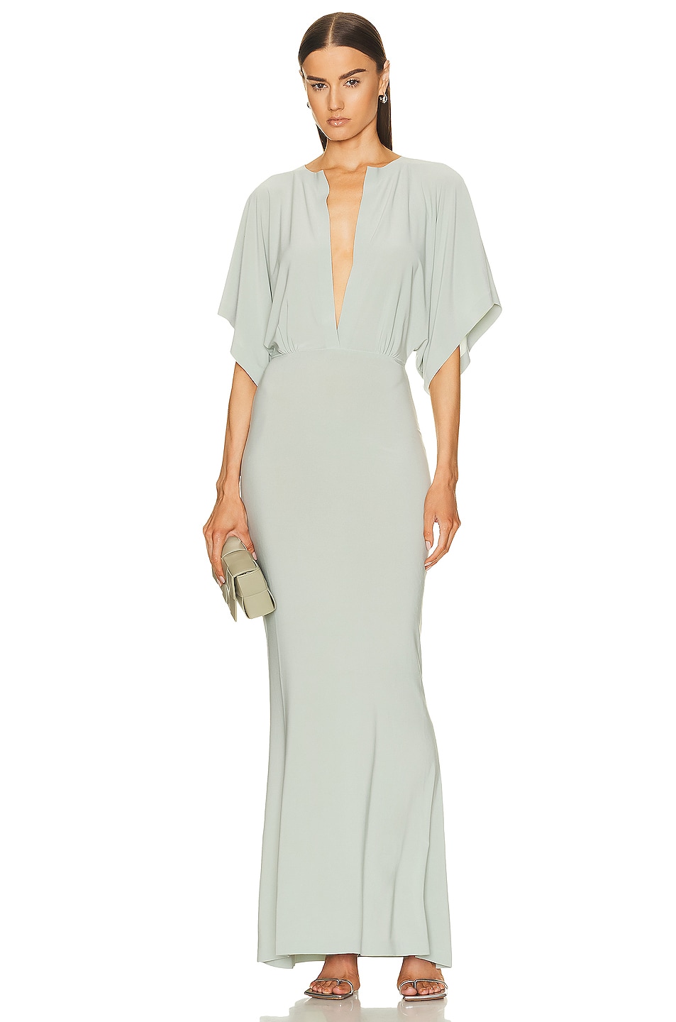 Image 1 of Norma Kamali Obie Gown in Dried Sage