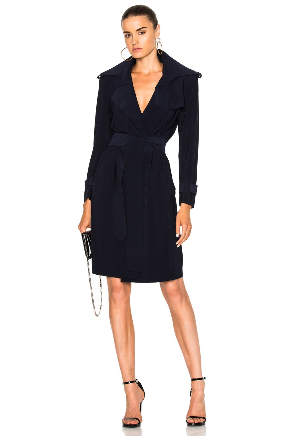 Image 1 of Norma Kamali Double Breasted Trench Wrap Dress in Midnight